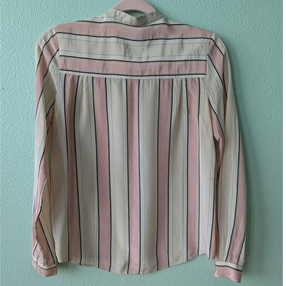Maison Scotch Amsterdams Blauw Silk Striped‎ Button Down Blouse Pink Cream Black